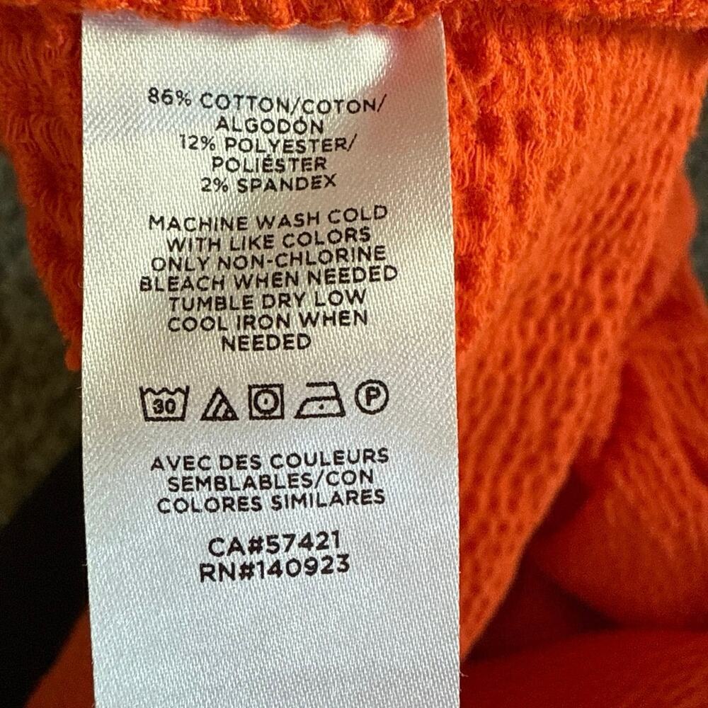 Loft Orange Seersucker Square Neck Puff Sleeve Front Tie Shirt Top Blouse Large - Picture 4 of 4